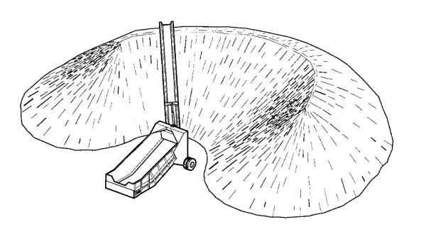 wheeled bulk reception feeder for tuck unloading and stacking